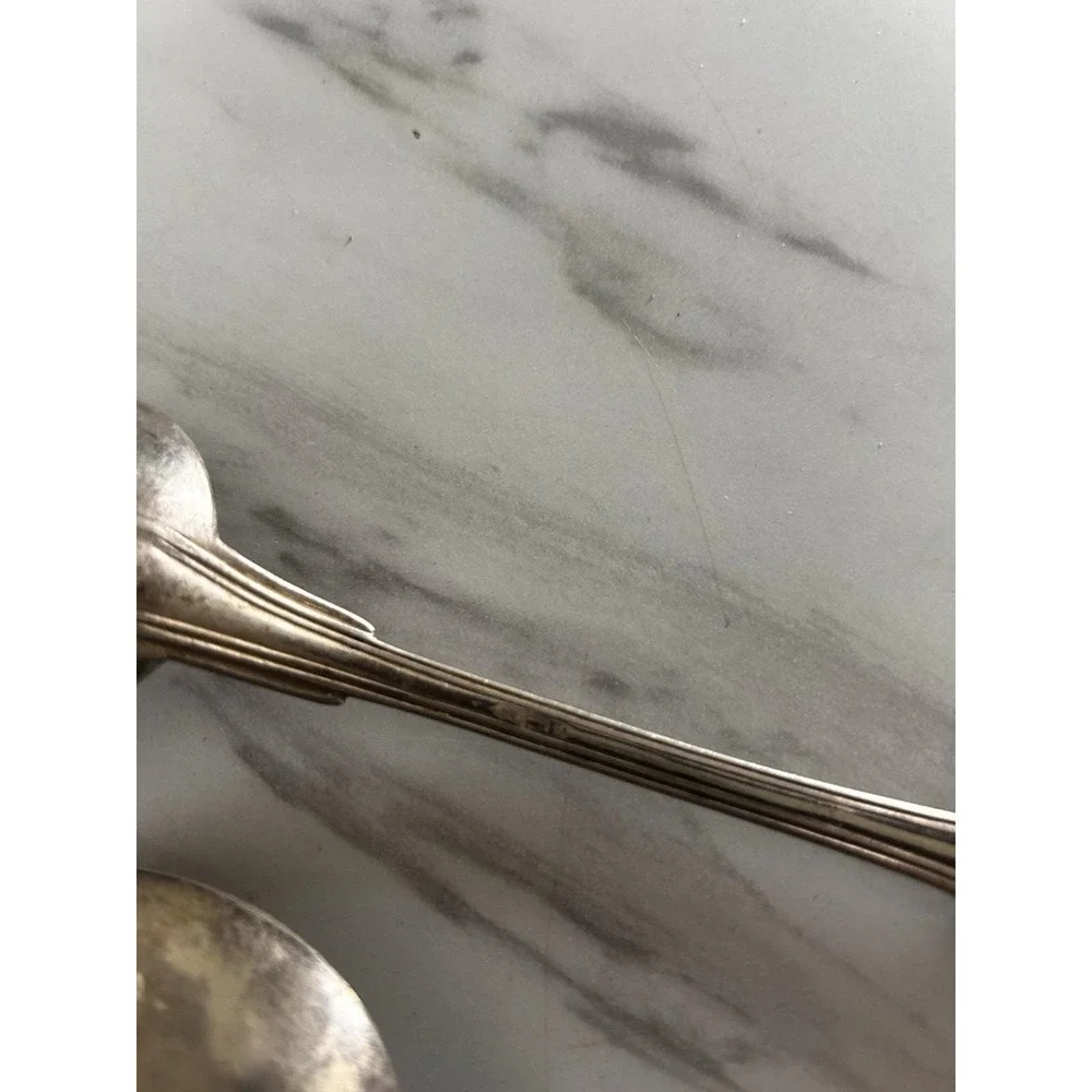 Antique Christofle France Silver Plated Dinner Serving Spoons Lot of 4 Fiddle A
